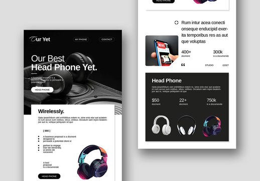 Head Phone Email News Letter Template