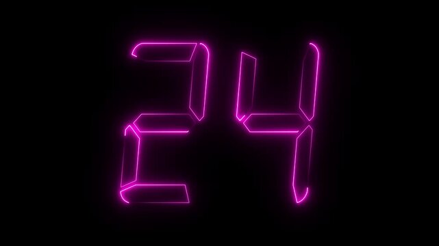 Neon Pink Digital Clock Display 24 Hours Seven Segment L E D Number Time Concept seven segment display
