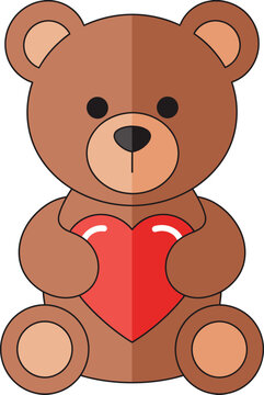 Brown Teddy Bear Holding a Red Heart vector