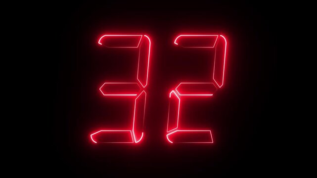 Glowing Red Neon Number 32 Signage on Black Background neon sign red lighting