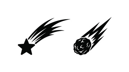 Black silhouette of a comet and star streaking across space silhouette © Hiron