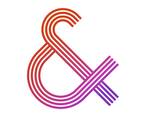 Modern ampersand symbol with gradient stripes in red and purple