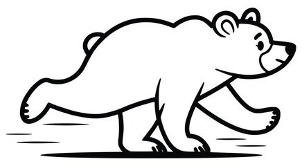 Obraz premium Running Bear Illustration: A charming, cartoon bear joyfully runs with a sense of energy and whimsy, perfect for adding a touch of playful creativity. 