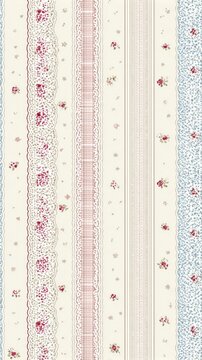 Vintage floral lace stripes wallpaper