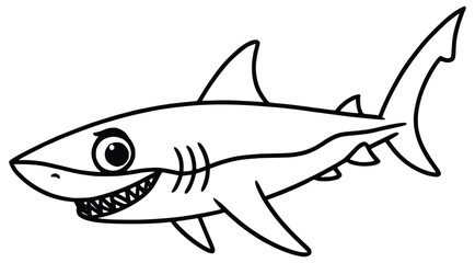 Fototapeta premium Cartoon shark image: A friendly cartoon shark, depicted in a simple, eye-catching style. Perfect for educational materials, kid-friendly projects, or adding a touch of aquatic charm.