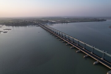 Obraz premium Koshi Barrage, India- Nepal Border, Bihar