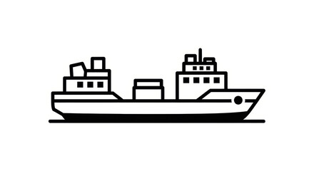Obraz premium Cargo ship icon, container vessel silhouette