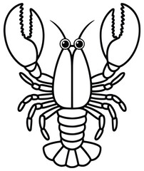 Obraz premium Lobster Outline Illustration: A clean, simple line drawing of a lobster, featuring prominent claws, detailed body segments, and expressive eyes, perfect for coloring or graphic design projects.