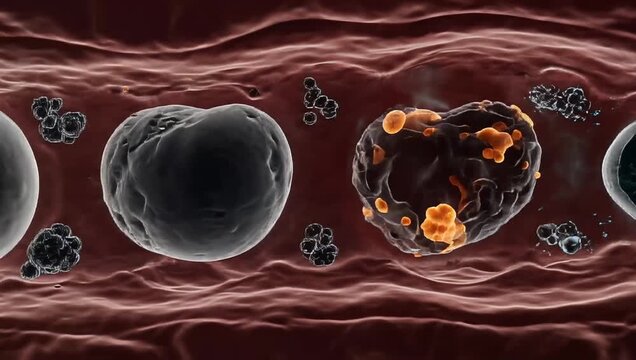 Cellular Degeneration Process Showing Healthy to Dead Cells via Oxidative Stress