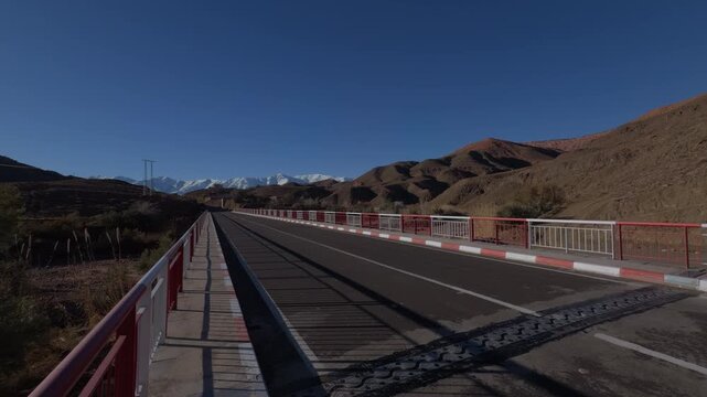 Scenic Mountain Road at Tizi n&rsquo;Tichka Pass, Snowy High Atlas Mountains, Morocco