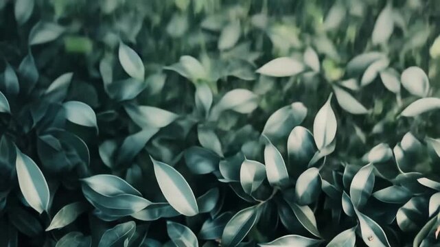 Lush dark green tropical leaves with rich texture forming a vibrant, serene botanical backdrop close up foliage pattern conveying growth, calm, and natural beauty