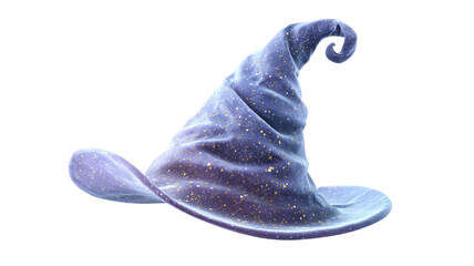 Naklejka premium blue wizard hat with golden sparkles isolated on white background fantasy magic illustration 