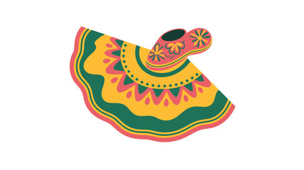 A colorful vector graphic illustration of a traditional dress with vibrant patterns and designs