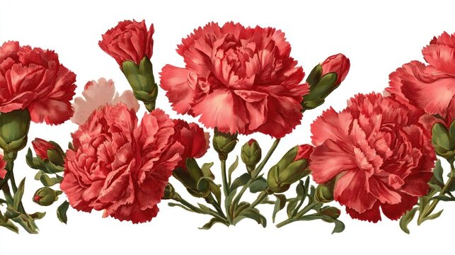 Vibrant red carnations beautifully arranged.