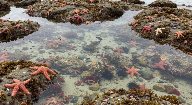 Red Starfish in a Clear Tide Pool