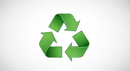Obraz premium Green recycling symbol with three arrows on white background representing eco friendly practices and sustainability
