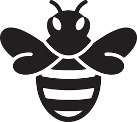 Naklejka premium Stylized black silhouette of a bee with pronounced wings and antennae