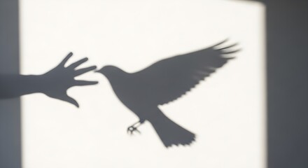 Fototapeta premium Silhouette of a bird and hand symbolizing freedom and movement