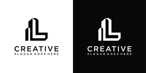 Initial letter L with building vector logo design