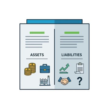 Business financial balance sheet with assets and liabilities comparison