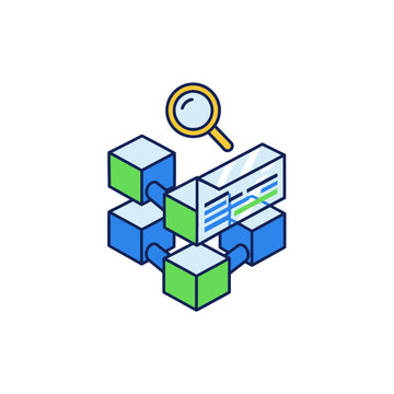 Data blocks network search with magnifying glass
