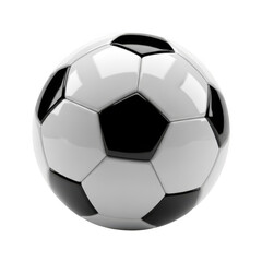 Naklejka premium A shiny black and white soccer ball isolated on transparent background with reflective surface
