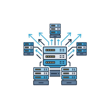 Distributed server network with data transfer arrows