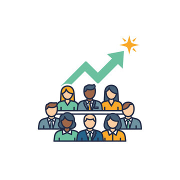 Diverse business team achieving growth and success with star