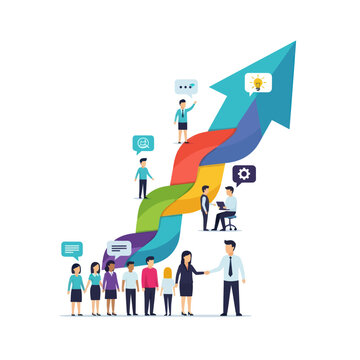 Diverse business team on growth path to success with collaboration