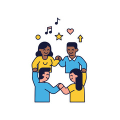 Diverse people holding hands symbolizing unity, happiness, and connection