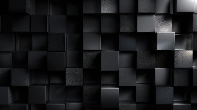 Dark Textured Cubes Abstract Background With Scattered Light Highlights And Glitches