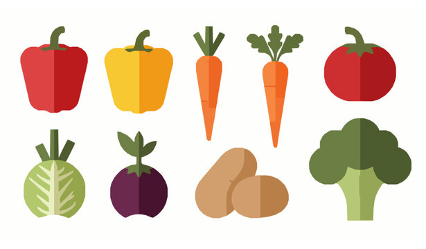 Modern flat vegetables collection healthy food vector illustration