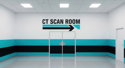 Modern Hospital CT Scan Room Interior Design With Directional Arrow Signage
