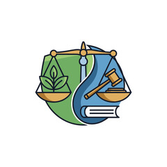 Obraz premium Justice scales balancing environmental protection and legal system