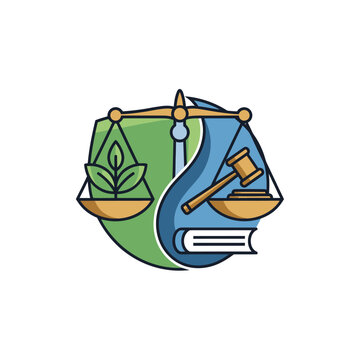 Justice scales balancing environmental protection and legal system