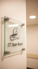 Modern Hospital Sign Indicating The Location Of The CT Scan Room For Healthcare Purposes