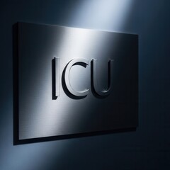 Modern ICU Sign Illuminates Intensely, Reflecting a Clinical Atmosphere of Serious Patient Care