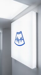 Modern Medical Clinic Sign Displaying Ultrasound Imagery and Vital Heart Rate Monitoring Details