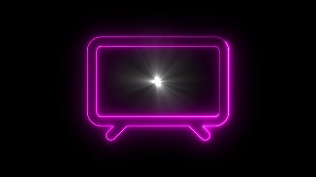 Neon Pink Speech Bubble with Glowing Light Effect on Black Background for Modern Communication and Digital
