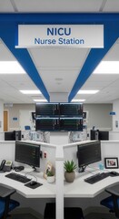 Modern Neonatal Intensive Care Unit Nurse Station, Offering Advanced Healthcare and Support