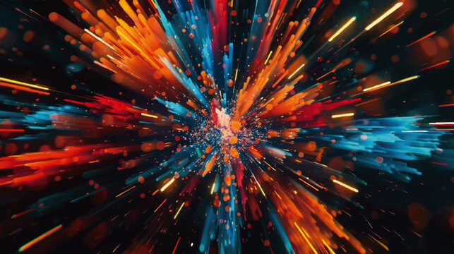 カラフルな光の爆発エフェクト背景（抽象スピードモーション）