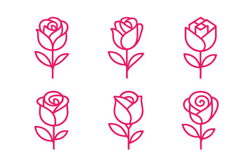 Minimalist Rose Line Art Icon Vector for Modern Branding and Logo Design