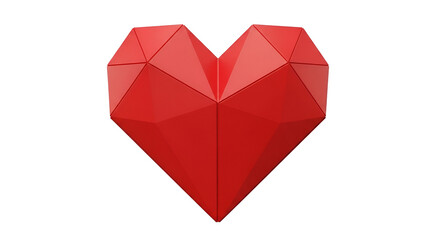 Geometric red low poly heart shape on black background