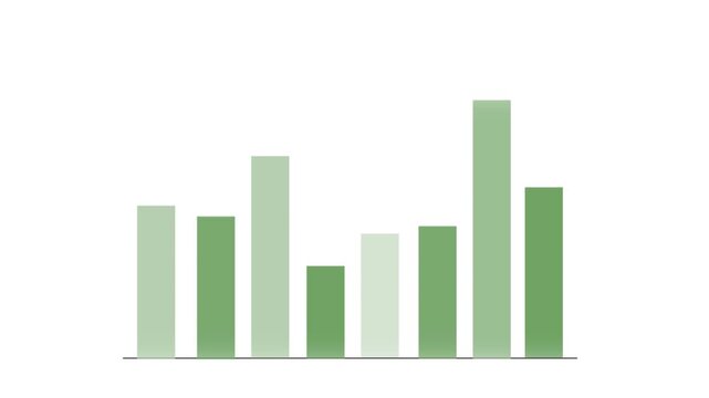 Green Bar Chart on White Background Representing Data and Growth.