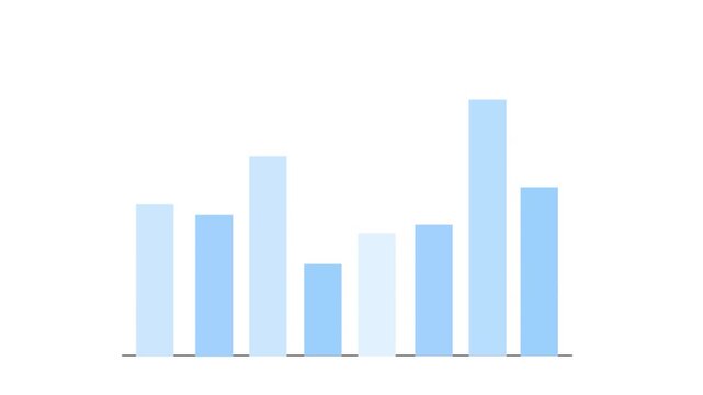 Dynamic Blue Bar Chart Animation Representing Data Growth and Statistics.