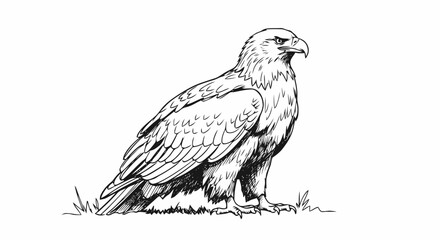 Detailed Black and White Eagle Illustration.