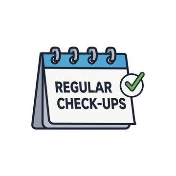 Regular check-ups calendar with green checkmark icon