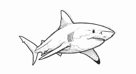 Black and White Shark Illustration.