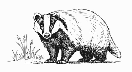 Detailed Illustration of a Badger Animal.