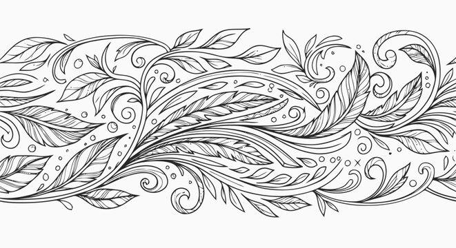 Intricate Black and White Floral Design Pattern.